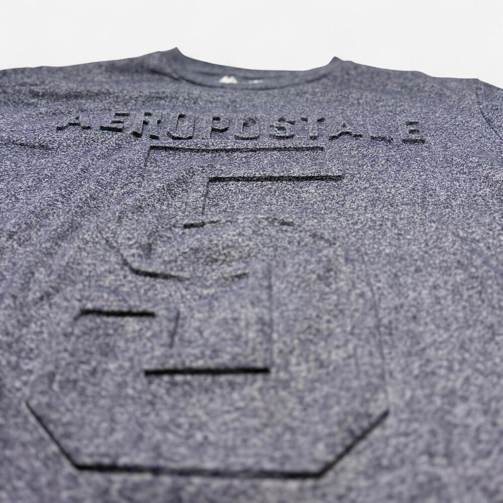 Aeropostale Navy Embossed Number Graphic Tee Men’s Large Short Sleeve - Picture 3 of 6
